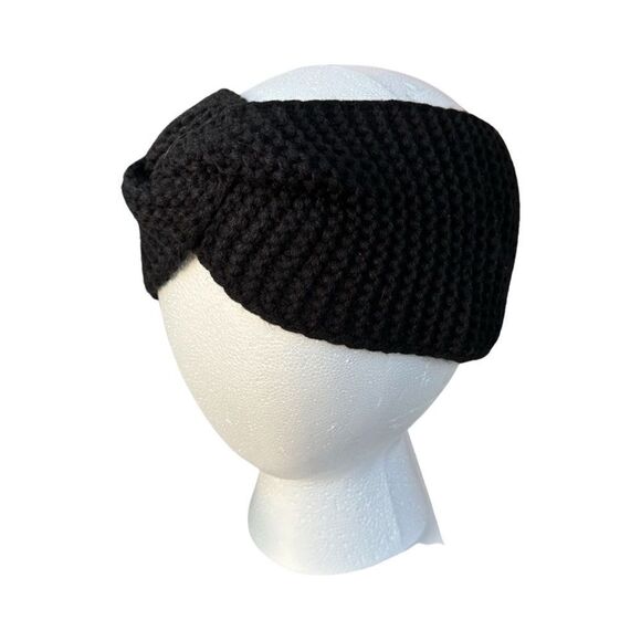 West Loop Women’s Black Knit Criss Cross Front Solid Acrylic Headband OSFM NWT - Picture 1 of 11